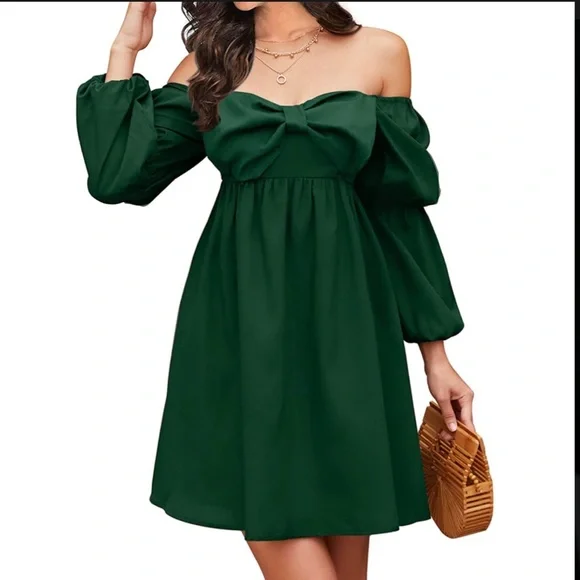 Exlura | Dresses | Exlura Dark Green Dress With A Bow In The Front |  Poshmark